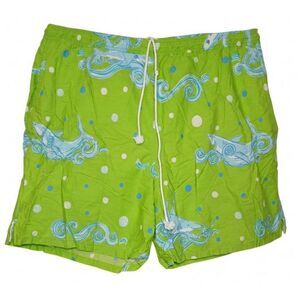 Vintage 90's pulitzer mens xl board shorts green swim trunks shark